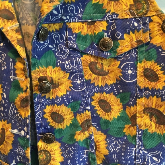 Vintage 60s Sunflower Jean Vest, Sz xs - Picture 6 of 7